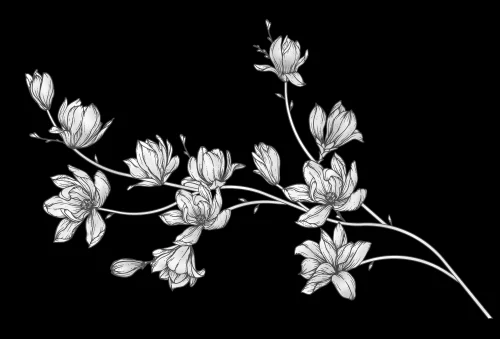 Ветка цветов 034 (магнолия)