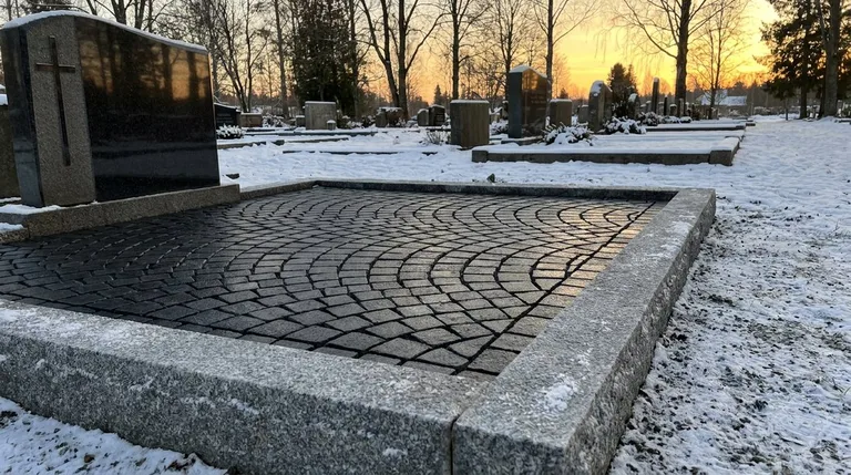Гранитная брусчатка на могильном участке, образец ПМ005 в Санкт-Петербурге