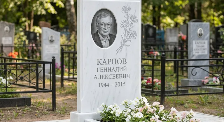 Памятник с гравировкой гвоздик — выполненная работа «Карпов» в Санкт-Петербурге