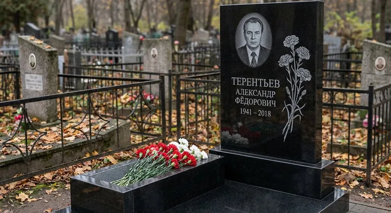 Памятник с гравировкой гвоздик — выполненная работа «Терентьев» в Санкт-Петербурге