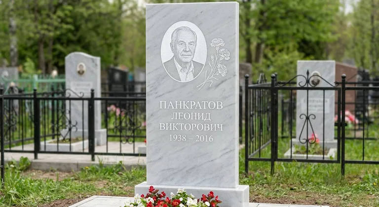 Памятник с гравировкой гвоздик — выполненная работа «Панкратов» в Санкт-Петербурге