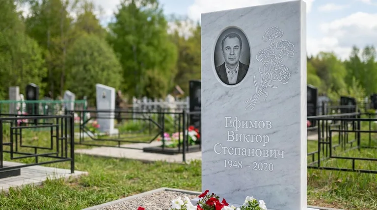 Памятник с гравировкой гвоздик — выполненная работа «Ефимов» в Санкт-Петербурге