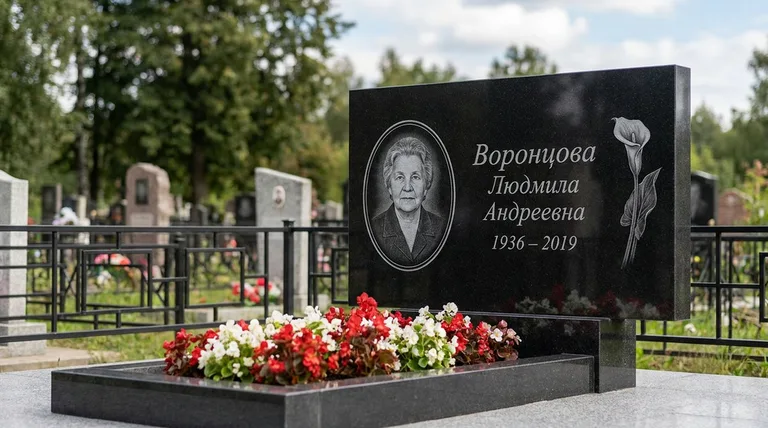 Памятник с гравировкой калл — выполненная работа «Воронцова» в Санкт-Петербурге