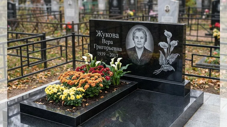 Памятник с гравировкой калл — выполненная работа «Жукова» в Санкт-Петербурге