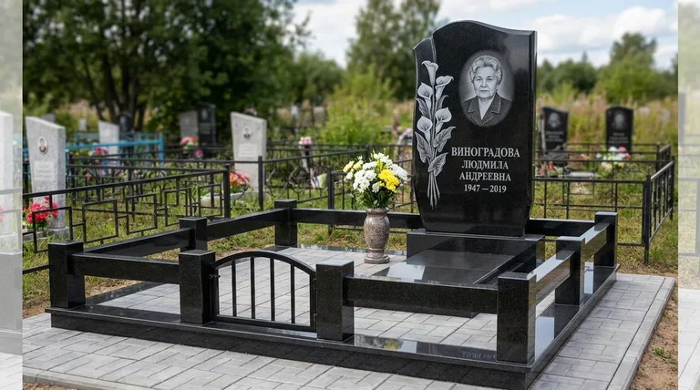 Памятник с гравировкой калл — выполненная работа «Виноградова» в Санкт-Петербурге