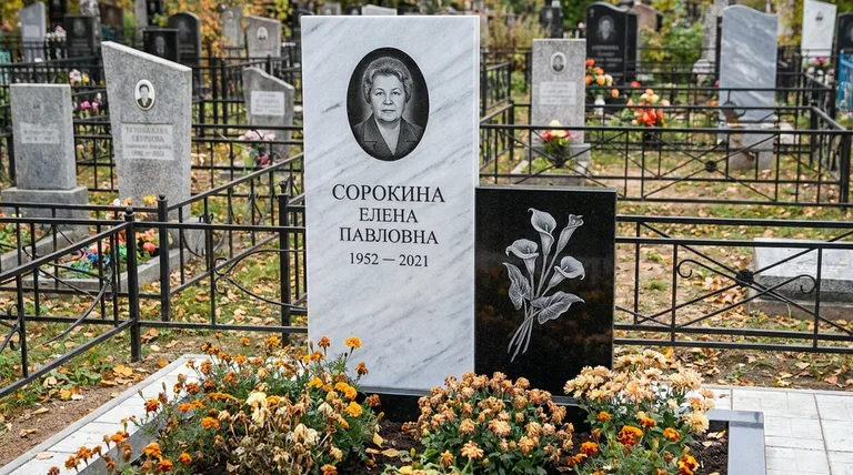 Памятник с гравировкой калл — выполненная работа «Сорокина» в Санкт-Петербурге