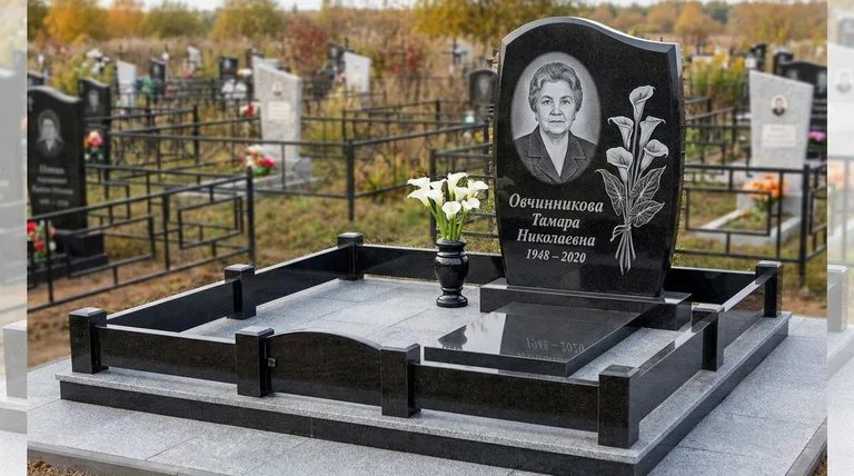 Памятник с гравировкой калл — выполненная работа «Овчинникова» в Санкт-Петербурге