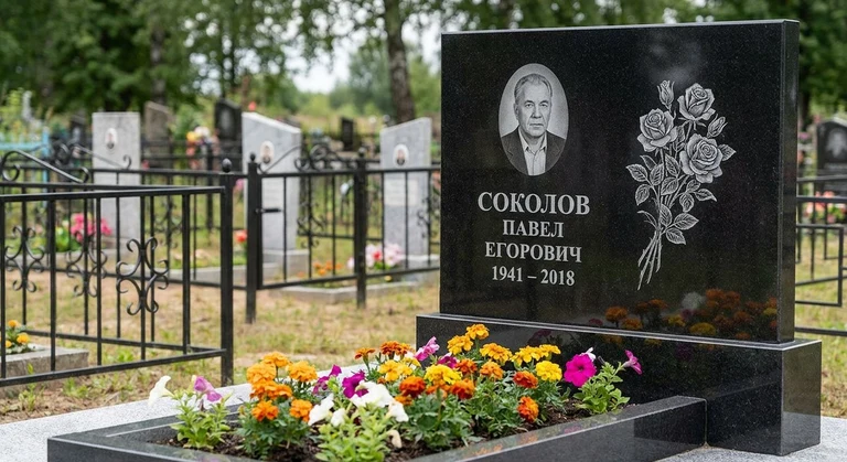 Гравировка роз на памятник в Санкт-Петербурге — пример работы на граните