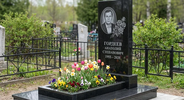 Памятник с гравировкой роз — выполненная работа «Гордеев» в Санкт-Петербурге