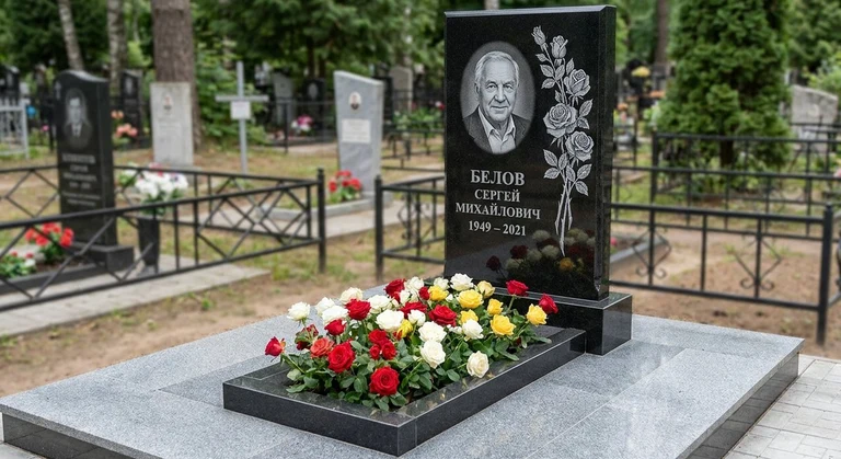 Гравировка цветов на памятник в Санкт-Петербурге — розы на граните