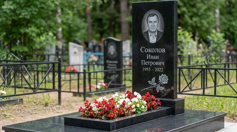 Памятник с гравировкой роз — выполненная работа «Соколов» в Санкт-Петербурге