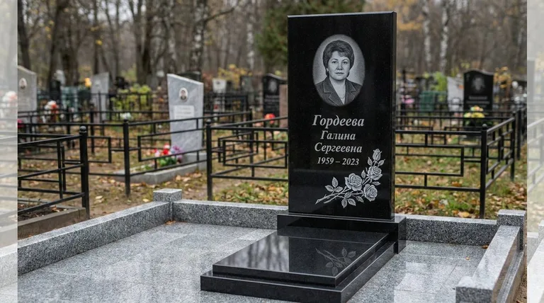 Памятник с гравировкой роз — выполненная работа «Гордеева» в Санкт-Петербурге