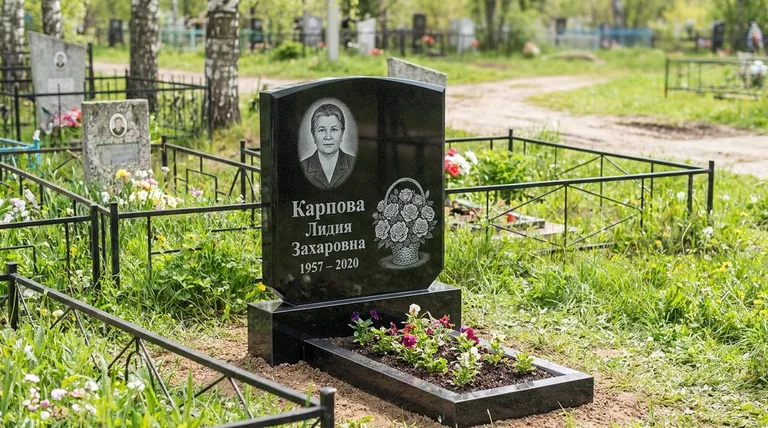 Памятник с гравировкой роз — выполненная работа «Карпова» в Санкт-Петербурге