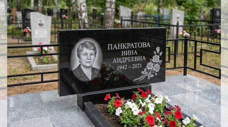 Памятник с гравировкой роз — выполненная работа «Панкратова» в Санкт-Петербурге