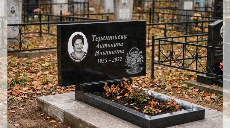 Памятник с гравировкой роз — выполненная работа «Терентьева» в Санкт-Петербурге