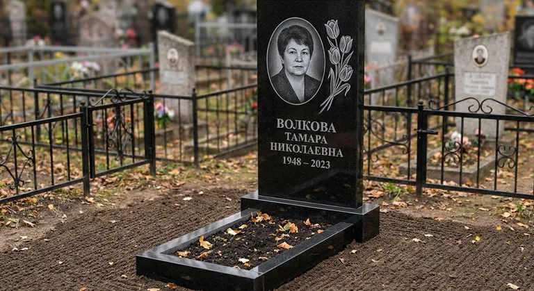 Памятник с гравировкой тюльпанов — выполненная работа «Волкова» в Санкт-Петербурге