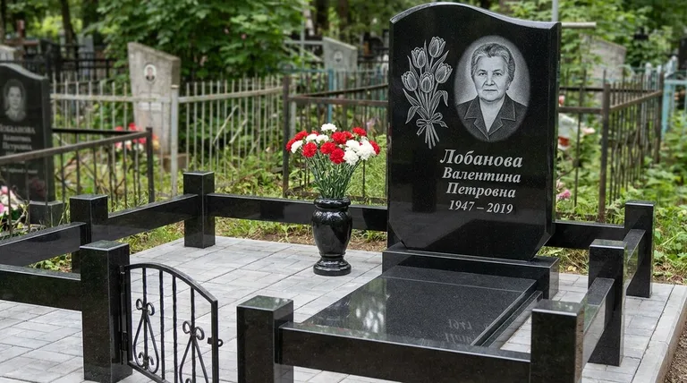 Памятник с гравировкой тюльпанов — выполненная работа «Лобанова» в Санкт-Петербурге