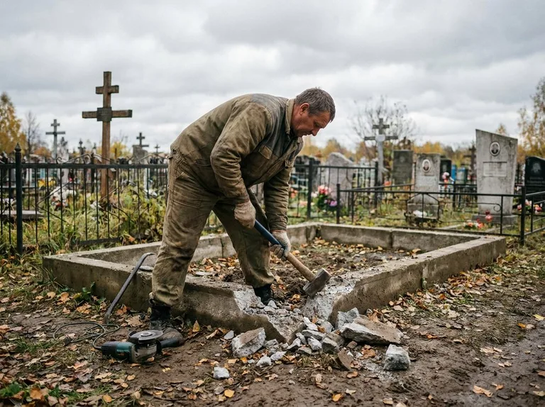 Демонтаж цветника на могиле в Санкт-Петербурге