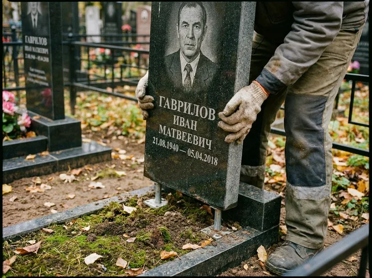 Демонтаж гранитного памятника (стелы) с могилы в Санкт-Петербурге
