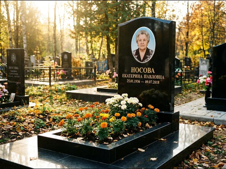 Керамический портрет мужчины на чёрном граните в Санкт-Петербурге