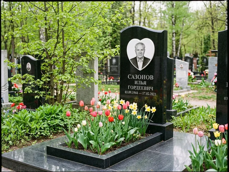 Цветной керамический портрет на памятнике в Санкт-Петербурге