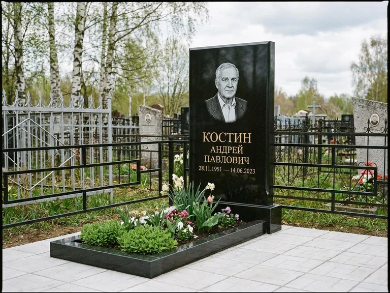 Гравировка портрета на чёрном граните — выполненная работа 15 в Санкт-Петербурге