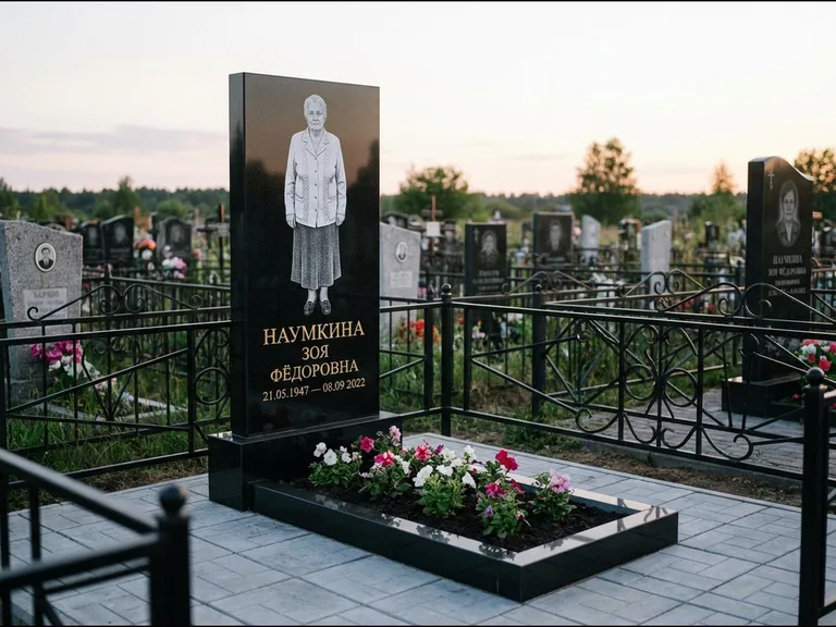 Гравировка портрета на чёрном граните — выполненная работа 18 в Санкт-Петербурге
