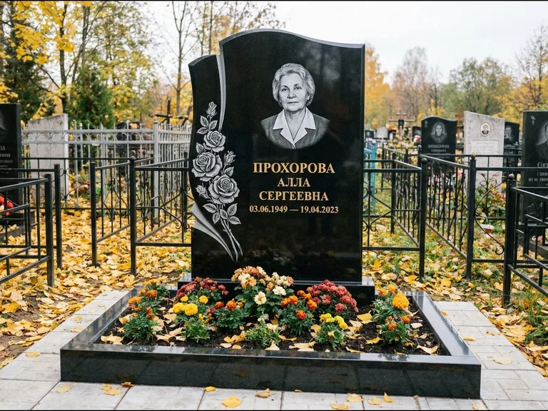 Гравировка портрета на чёрном граните — выполненная работа 20 в Санкт-Петербурге