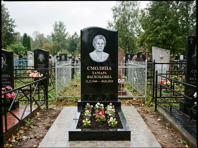 Гравировка портрета на чёрном граните — выполненная работа 22 в Санкт-Петербурге