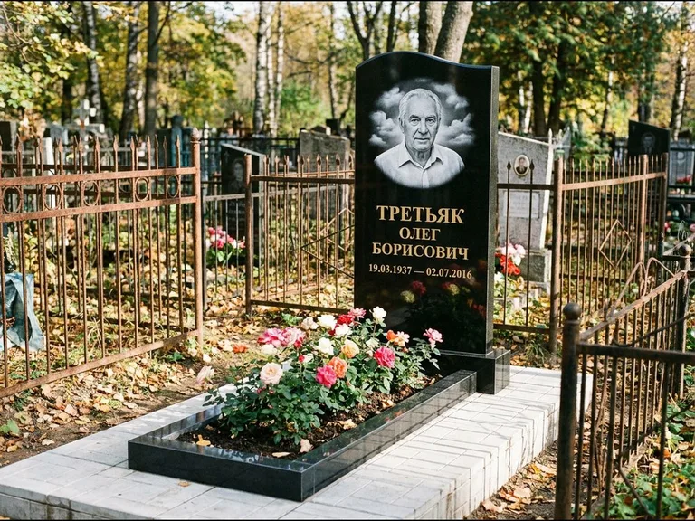 Гравировка портрета на чёрном граните — выполненная работа 23 в Санкт-Петербурге