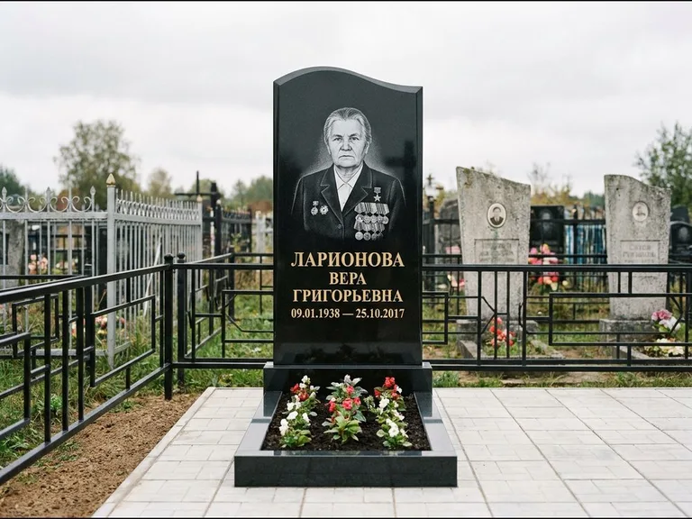 Гравировка портрета на чёрном граните — выполненная работа 28 в Санкт-Петербурге