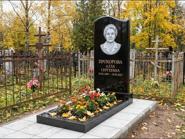 Гравировка портрета на чёрном граните — выполненная работа 8 в Санкт-Петербурге
