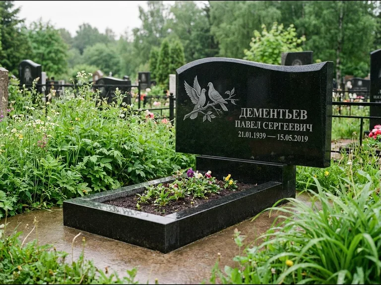 Памятник с гравировкой голубей — гравировка голубей, работа «Дементьев» в Санкт-Петербурге