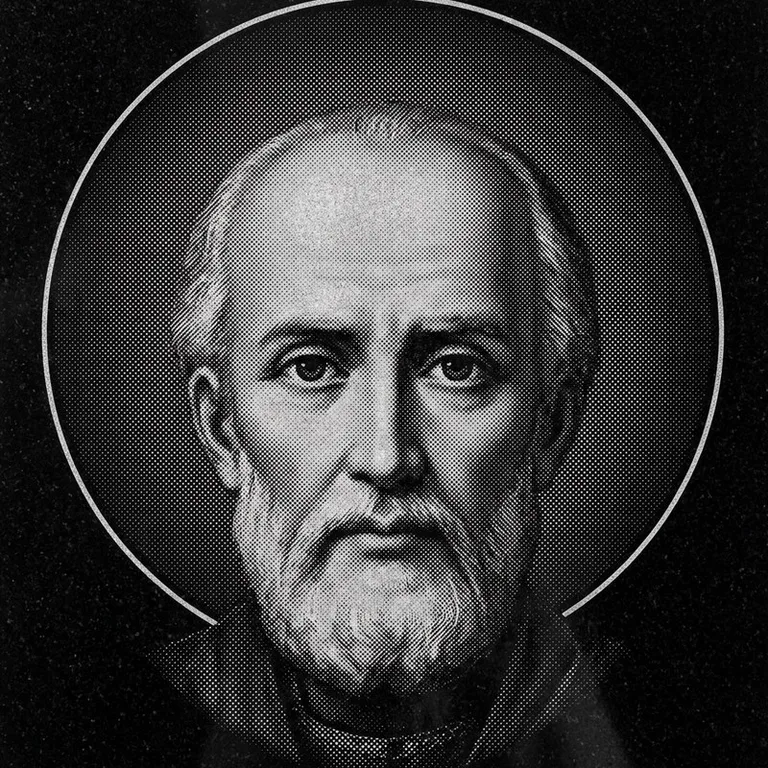 Эскиз иконы: Николай Чудотворец (полутон) — объёмный лик святителя, гравировка на памятник в Санкт-Петербурге