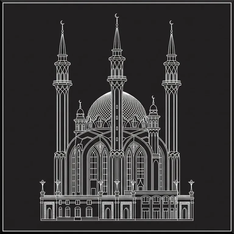 Эскиз: Кул-Шариф — казанская мечеть с детализацией в Санкт-Петербурге