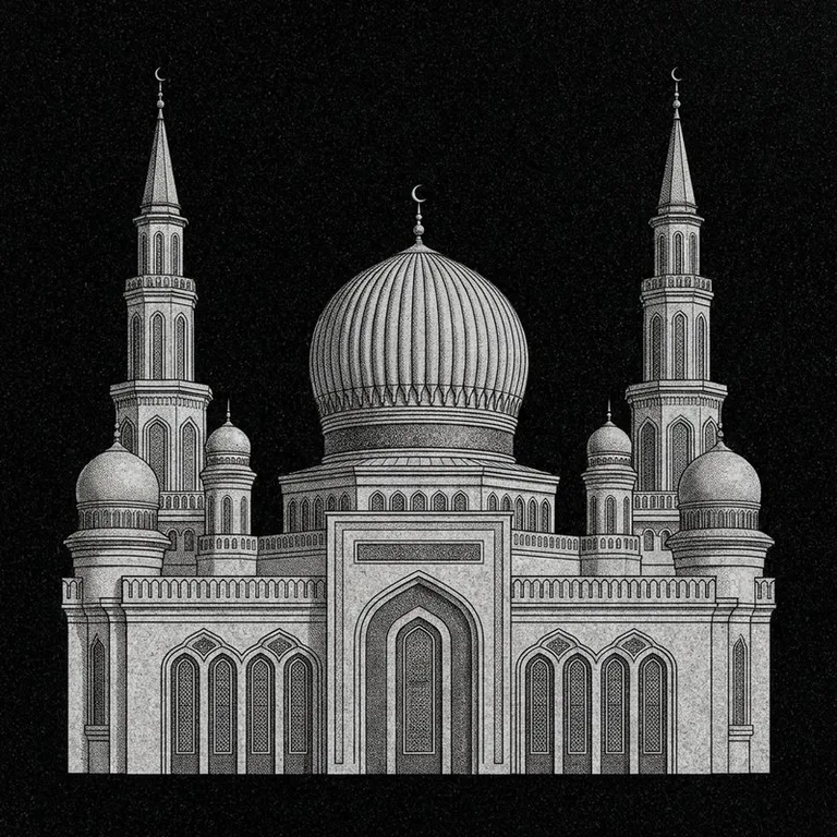 Эскиз: Соборная (фотореализм) — ребристый купол и минареты в Санкт-Петербурге