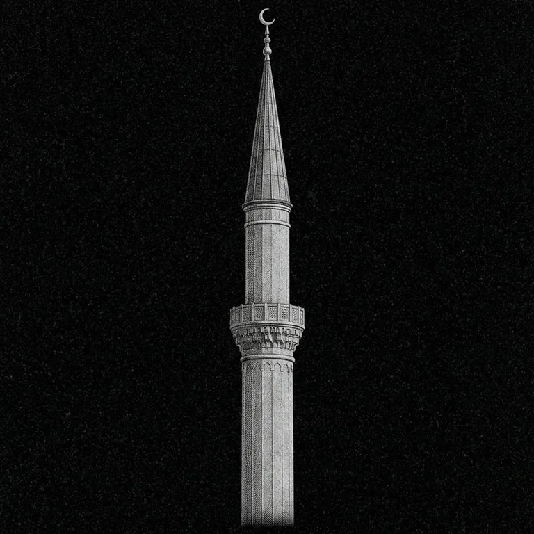Эскиз: Минарет (фотореализм) — одиночный минарет с полумесяцем в Санкт-Петербурге