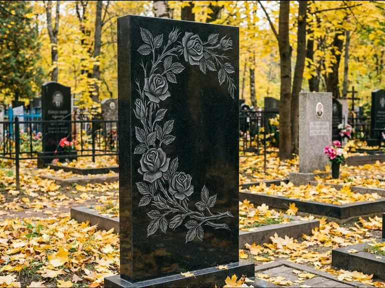 Цветы и орнамент — гравировка с выездом на кладбище в Санкт-Петербурге