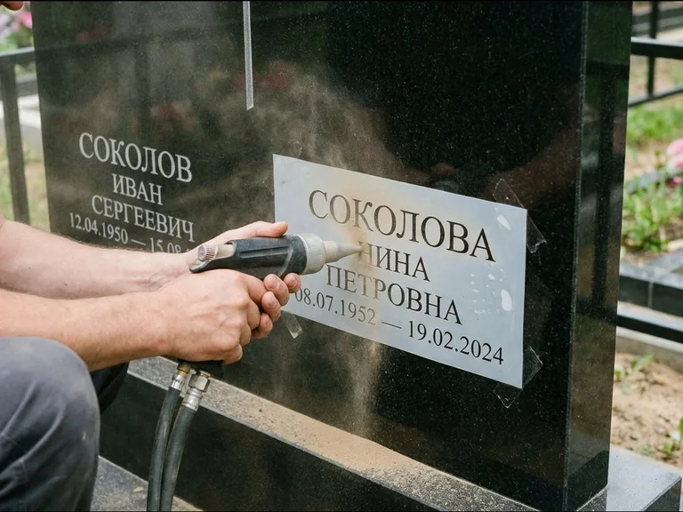 Догравировка ФИО и дат — гравировка с выездом на кладбище в Санкт-Петербурге