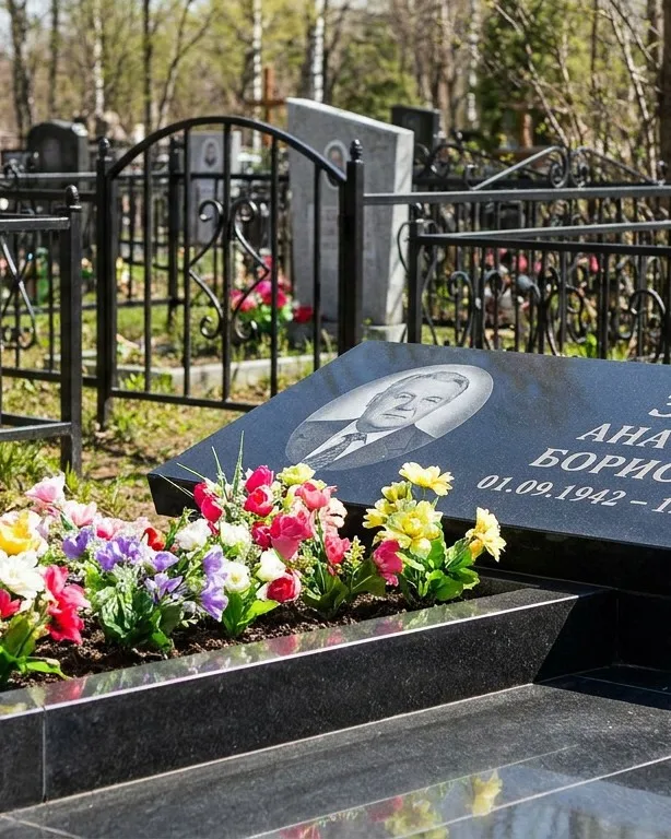 Премиум памятник под ключ с мощением и оградой в Санкт-Петербурге