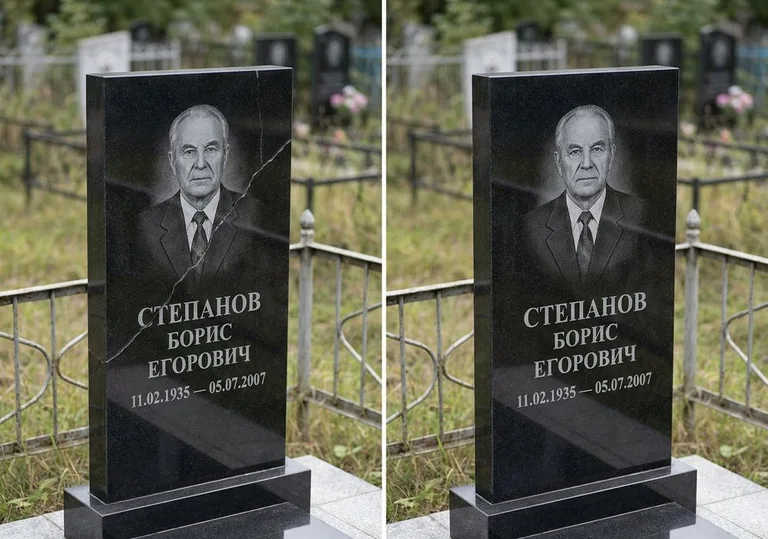 Восстановление надписи и портрета на памятнике: до и после в Санкт-Петербурге