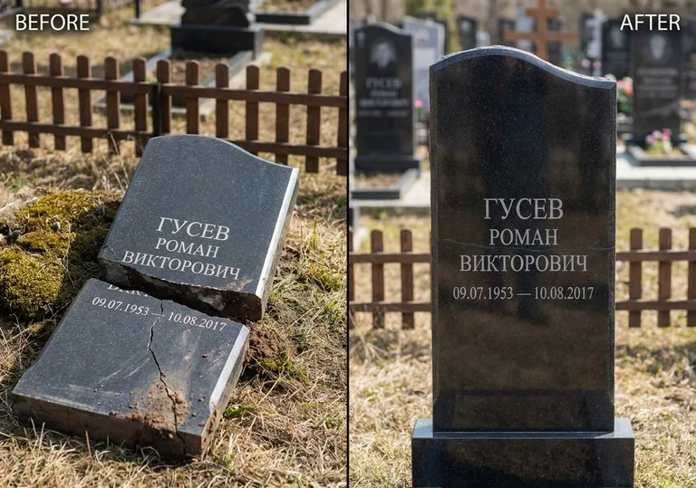 Склейка расколотого памятника: до и после в Санкт-Петербурге