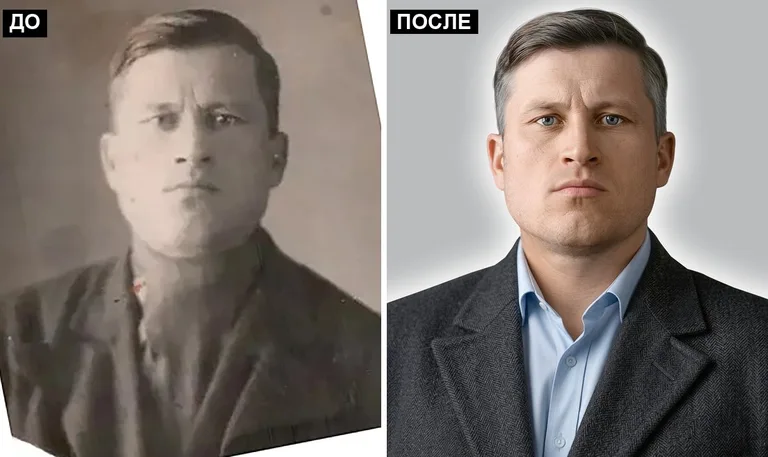 Ретушь фото на памятник — замена одежды: до и после в Санкт-Петербурге