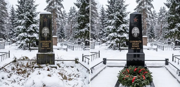 Уборка старого памятника до и после в Санкт-Петербурге