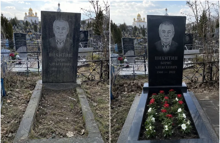 Диптих №3: покраска оградки и прополка цветника с тюльпанами — до и после в Санкт-Петербурге
