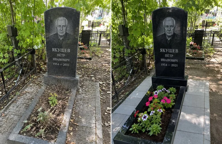 Диптих №15: мемориал с ажурной ковкой — лаковая подкраска прутьев и мойка стелы в Санкт-Петербурге