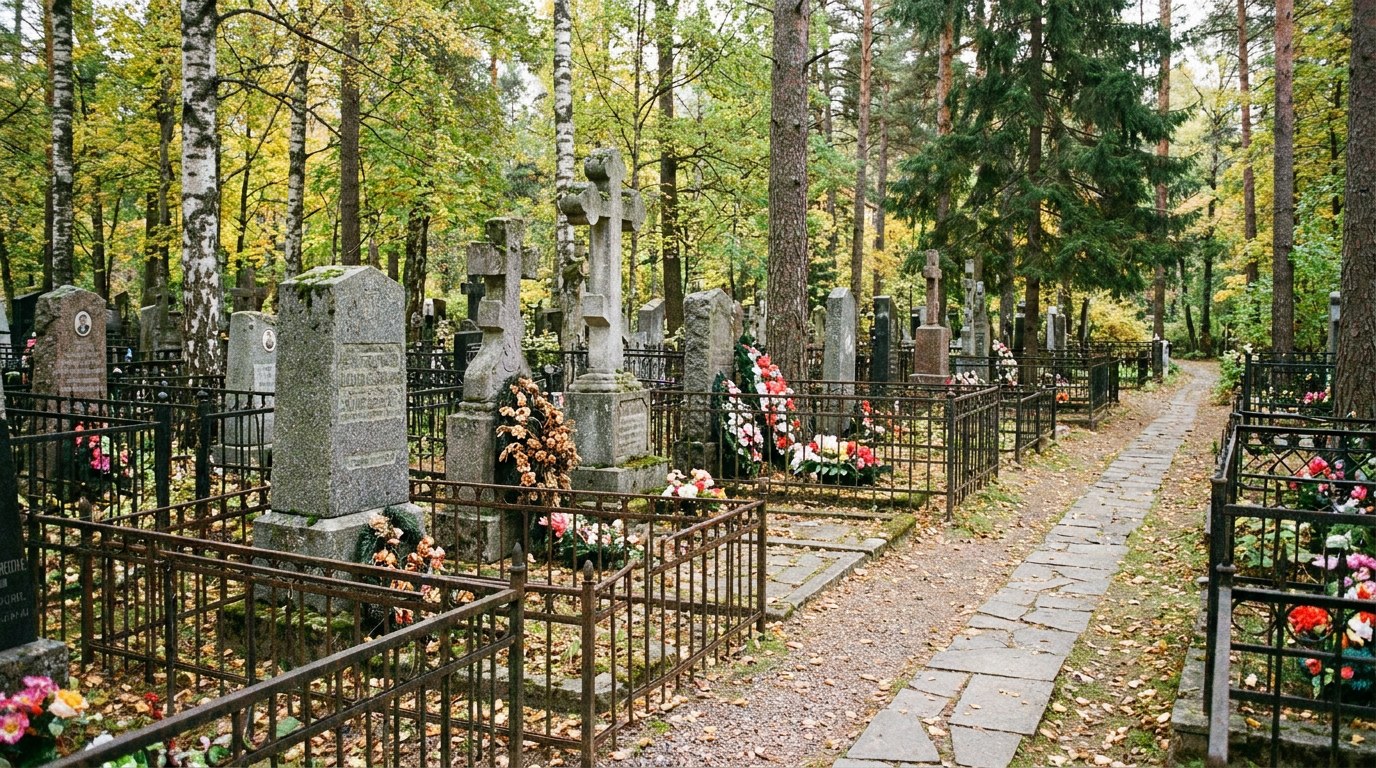 Памятники на Громовском старообрядческом кладбище в Санкт-Петербурге