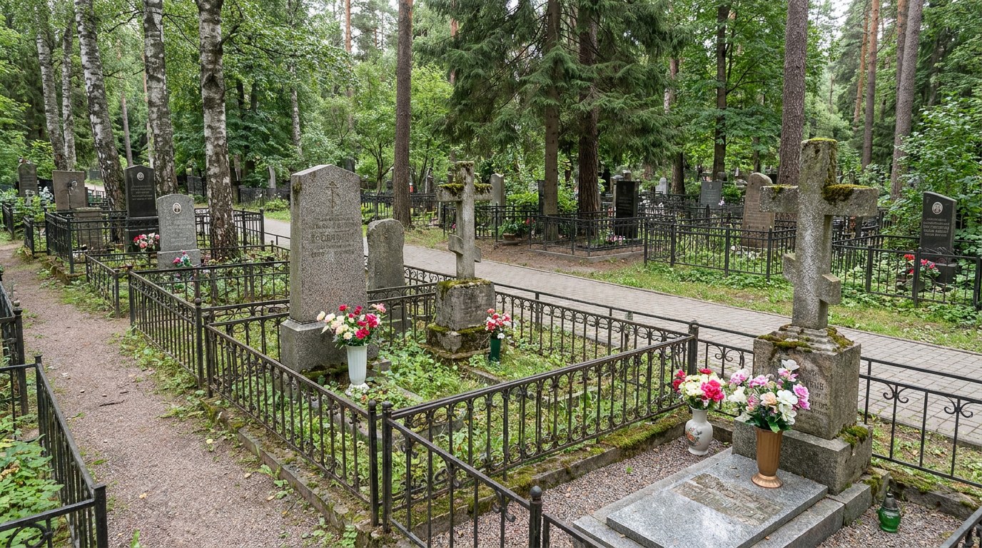 Памятники на Красносельском кладбище в Санкт-Петербурге