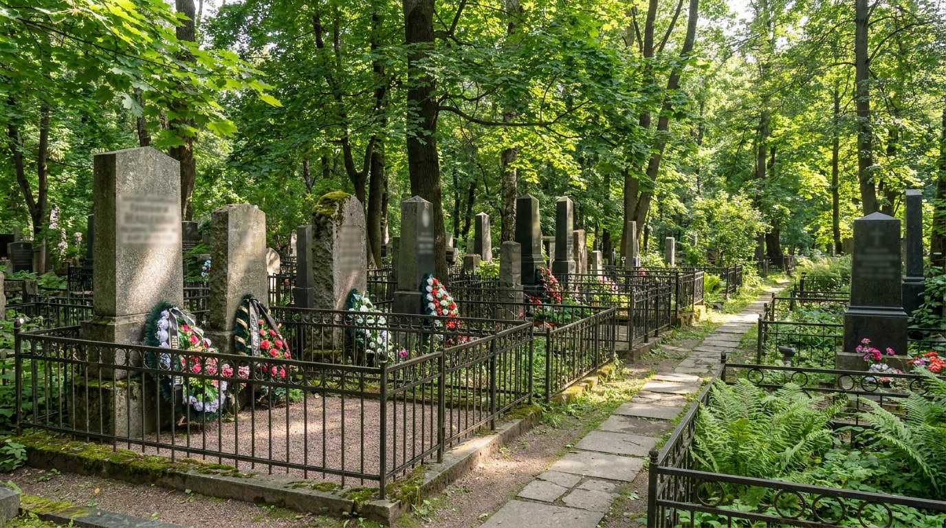 Памятники на Песочинском кладбище в Санкт-Петербурге
