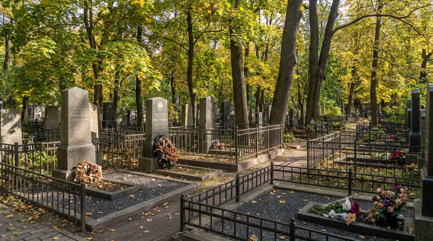 Памятники на Пороховском кладбище в Санкт-Петербурге